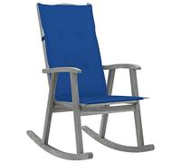HEFZGDB Silla mecedora con cojín gris madera maciza de acacia, silla de balcón, sillón de salón, tumbona adecuada para la piscina, la terraza y el porche.