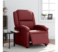 HEFZGDB Sillón de relax eléctrico con función reclinable en color rojo vino de piel sintética, función de masaje y bolsillo lateral