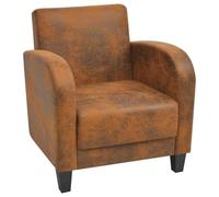 HEFZGDB Sillón retro marrón con aspecto de ante con marco de madera de pino y madera contrachapada, funda de piel sintética de alta calidad para salón y oficina, resistente y cómodo