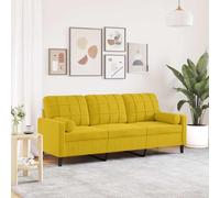 HEFZGDB Sofá de 3 plazas amarillo 180 cm terciopelo con cojines decorativos - Material de terciopelo suave estructura de metal resistente, fundas extraíbles, muebles modernos para salón