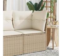 HEFZGDB Sofá esquinero de jardín con cojín beige de poliratán, juego de 4 plazas con espacio de almacenamiento impermeable y fundas extraíbles, diseño modular para terraza y balcón