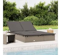 HEFZGDB Tumbona para 2 personas con cojín gris de poliratán, asiento ajustable y marco impermeable para balcón, piscina o camping