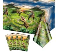 Hegbolke 4 manteles de Dinosaurios - 220x130cm Decoraciones rectangulares de mesas de Dinosaurios niños manteles de Dinosaurios niños Suministros de Fiesta de cumpleaños de Dinosaurios