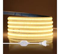 HEGEHE 220V COB Tira de LED 1M, 288 LEDs/m Flexible Super Brillante Blanco Cálido Tira COB LED, IP65 Tira de luz LED Cadena Autoadhesiva con Enchufe para Navidad, Decoración Interior e Iluminación