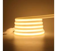 HEGEHE 220V Tira de LED COB 15M,288LEDs/m Flexible Blanco Cálido CRI≥85 FCOB Tira Luces,IP65 Impermeable Super Brillante LED Tira de Luz con Enchufe Interruptor para Dormitorio,Iluminación de Armarios