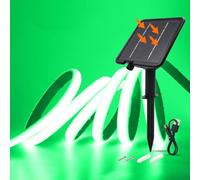 HEGEHE 24V Solar COB Neón Tira, 8 Modos al aire libre IP68 cadena de luces autoadhesivas, Tira de luz solar Cuttable 5cm, 320LEDs/m Super brillante COB Neon LED tira para Dachterrasse (Verde,3m)