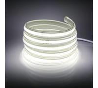 HEGEHE Alto Brillo Tira de LED COB 220V con Interruptor Alimentación, 360LEDs/m, IP65 Impermeable, Corte cada 50cm, Luz de Cuerda Flexible para Navidad, Halloween, Fiestas, Bodas (30m, Blanco Frio)