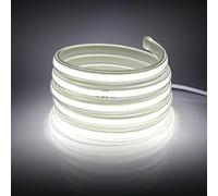 HEGEHE Alto Brillo Tira de LED COB 220V con Interruptor Alimentación, 360LEDs/m, IP65 Impermeable, Corte cada 50cm, Luz de Cuerda Flexible para Navidad, Halloween, Fiestas, Bodas (0.5m, Blanco Frio)