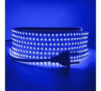 HEGEHE Conexión a AC220-240V Tira de LED,120LEDs/m SMD2835 Flexible Superbright Tira de luz LED cadena de luz de cuerda Autoadhesiva con enchufe para Navidad（5m, Azul）