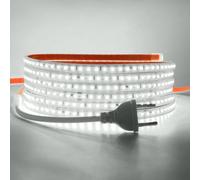 HEGEHE Conexión a AC220-240V Tira de LED,120LEDs/m SMD2835 Flexible Superbright Tira de luz LED cadena de luz de cuerda Autoadhesiva con enchufe para Navidad（18m, Blanco Frio）