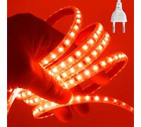 HEGEHE Conexión a AC220-240V Tira de LED,120LEDs/m SMD2835 Flexible Superbright Tira de luz LED cadena de luz de cuerda Autoadhesiva con enchufe para Navidad（15m, Rojo）