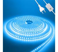 HEGEHE Conexión a CA220-240V Tira de LED, 120LEDs/m SMD2835 Flexible Superbright Tira de LED Autoadhesiva Regulable para Navidad, Vacaciones, Decoración de Interiores e Iluminación（1m, Azul Hielo）