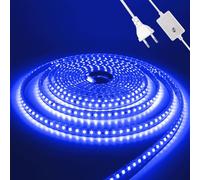 HEGEHE Conexión a CA220-240V Tira de LED, 120LEDs/m SMD2835 Flexible Superbright Tira de LED Autoadhesiva Regulable para Navidad, Vacaciones, Decoración de Interiores e Iluminación（1m, Azul）