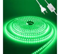 HEGEHE Conexión a CA220-240V Tira de LED, 120LEDs/m SMD2835 Flexible Superbright Tira de LED Autoadhesiva Regulable para Navidad, Vacaciones, Decoración de Interiores e Iluminación（1m, Verde）