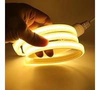 HEGEHE Flexible Tira de LED COB 220V con Cable de Alimentación, 288 LED/m Luz de Cuerda de Alto Brillo, Cada Corte de 50cm, IP65 Impermeable (25m, Blanco Cálido)