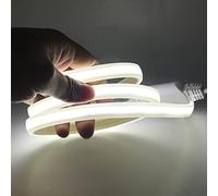 HEGEHE Flexible Tira de LED COB 220V con Cable de Alimentación, 288 LED/m Luz de Cuerda de Alto Brillo, Cada Corte de 50cm, IP65 Impermeable (8m, Blanco Frio)