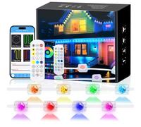 HEGEHE Luces LED Inteligentes RGBIC 24V, IP67 Impermeable, 30M 36LEDs Luces para aleros exterior permanente,Control por Aplicación Bluetooth,Varios Modos de escena para Exterior Navidad (2rollos, 15m)