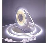 HEGEHE Regulable Tira LED COB 1M, 5V 320LEDs/m Súper Brillante Blanco Frio LED Tira no impermeable, banda de luz COB LED con soldadura de color blanco regulador táctil para iluminación de armario