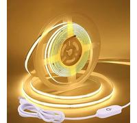 HEGEHE Regulable Tira LED COB 2M, 5V 320LEDs/m Súper Brillante Blanco Cálido LED Tira no impermeable, banda de luz COB LED con soldadura de color blanco regulador táctil para iluminación de armario