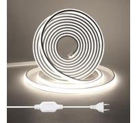 HEGEHE Tira de LED COB 14m, Flexible Tiras de Neón 220V con Cable de Alimentación, Cada Corte de 50cm, 288LEDs/m Blanco Frío Luz de Cuerda de Alto Brillo para decoración de Navidad e iluminación