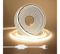 HEGEHE Tira de LED COB 30m, Flexible Tiras de Neón 220V con Cable de Alimentación, Cada Corte de 50cm, 288LEDs/m Blanco Natural Luz de Cuerda de Alto Brillo para decoración de Navidad e iluminación
