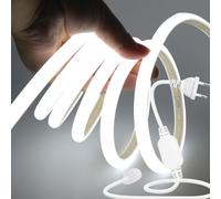 HEGEHE Tira de LED de neón COB 220-240V 1m, 270°iluminación, recortable (50cm), 288LEDs/m Tira de LED FCOB Blanco Frio Flexible superbrillante con Enchufe para Navidad, decoración de fiestas