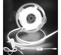 HEGEHE Tira de luces LED COB regulable de 5m, DC 12V 320LEDs/m Flexible Tira LED, para Interiores, No Impermeable, Blanco Frio, con regulador táctil y fuente de Alimentación para Armario Dormitorio