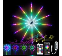 HEGEHE Tira de luces LED con Fuegos Artificiales Bluetooth, Tiras LED con Efecto de Persecución Multicolor USB,Tiras de Fuegos Artificiales RGBIC sincronizadas con música, Luces Starburst para Navidad