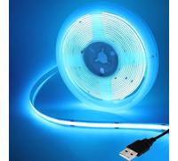 HEGEHE Tira LED COB USB 0.5M, 5V 320LEDs/M FCOB COB Tira LED Flexible no impermeable Interior Azul Hielo LED Band para iluminación de armario, Dormitorio, Escenario, Fiesta de Navidad (FPCB: 8MM)