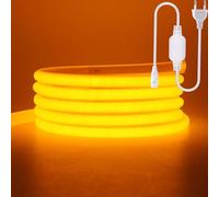 HEGEHE Tiras de Neón Iluminación Flexible, 288 LED/m Tira de LED COB con 220V Alimentación, Cada Corte de 50 cm, IP65 Impermeable, Alto brillo Luz de Cuerda (10m, Amarillo Dorado)