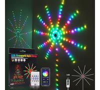 HEGEHE USB Tira de luces LED Fuegos Artificiales,Bluetooth Tiras LED con Efecto de Persecución Multicolor, IP65 Tiras de Fuegos Artificiales sincronizadas con música, Luces Starburst para Navidad