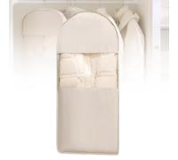 HEGGMKK Bolsa para Ropa Colgante - 3 Piezas, Tamaño: 90/110/130 × 58 Cm, con Ventana Transparente, 15 Cm De Grosor: Capacidad para 3-5 Abrigos De Invierno, para Ropa, Trajes, Vestidos,L,Beige