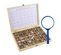 HEGGMKK Juego De Rocas Y Minerales (24/30/42 Piezas), 2-4 Cm, Ancho: 15-22 Cm, con Caja De Madera, Lupa E Instrucciones Detalladas, Tapa Transparente, Fácil De Ver.,42pcs
