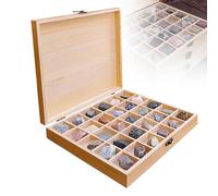 HEGGMKK Kit De 30 Muestras De Rocas Naturales, 3 Categorías: Ígneas/sedimentarias/metamórficas, Tamaño De Celda: 4,5 X 4 X 2,5 Cm, para Demostraciones De Identificación,A