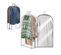 HEGGMKK Paquete De 3 Fundas Antipolvo para Ropa (240 G), 60 × 153 × 25,5 Cm, Transparente Y Visible, Impermeable A Prueba De Polvo, Almacena De 10 A 12 Piezas De Ropa: Trajes, Abrigos,Transparent