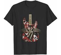 HEHA Van-Halen-Guitar-Concert T-Shirt Black Funny Cotton Retro 90s Black Black L