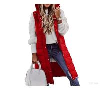 Hehangan Chaleco para mujer con sombrero otoño invierno chaqueta sin mangas plumas forro lana cálido largo tiempo tiempo transición, 3#, S