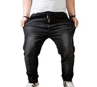 Heheja Hombre Talla Extra Ocio Vaqueros Cintura Alta Jeans Elasticidad Denim Pantalones Negro 2XL