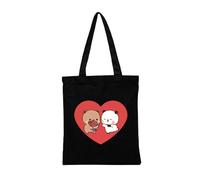 heheli Kawaii Bubu And Dudu - Bolsa de lona reutilizable para mujeres, niñas, para fiestas, vacaciones, trabajo, compras, viajes, Negro2., 16