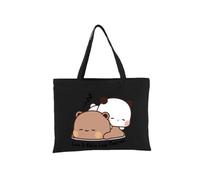 heheli Kawaii Bubu And Dudu Love Is Being Lazy Together - Bolsa de lona para mujeres y niñas, para compras, viajes, Navidad, regalo del día de San Valentín, Negro1., 16
