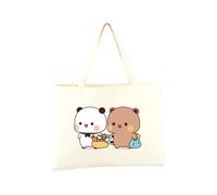 heheli Kawaii Bubu And Dudu Smile - Bolsa de lona para mujeres y niñas, bolsa casual para viajes, Navidad, regalo del día de San Valentín, Beige3-1, 16