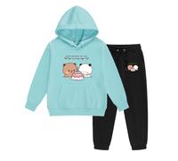 heheli Kawaii Bubu Dudu Happy Birthday My Love - Sudadera con capucha y pantalones para niños y niñas, 2 piezas, para niños y niñas, Z-azul, 150
