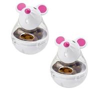 Hehglng 2 juguetes interactivos beige para gatos, juguete para mascotas, gato, gatito, ratón, soporte para golosinas, dispensador de almacenamiento de alimentos, juguete masticable para interiores y