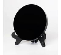 HEHGVCF Espejo de obsidiana negra, espejo decorativo multifuncional con soporte para decoración del hogar, meditación de adivinación (negro, 18 x 18 cm)