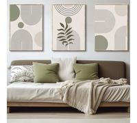 HEHGVCF Juego de 3 pósteres de arte abstracto moderno, cuadros de lienzo sencillos para salón y dormitorio, decoración de pared, 40 x 60 cm, sin marco (geometría verde)