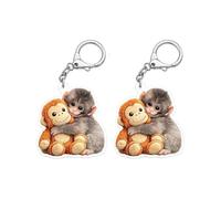Hehimin Protect Punch The Monkey - Llavero de acrílico colgante para mochila, monedero, llaves de coche, regalo, 2 unidades., /