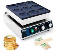 Hehinton - Máquina para panqueques de 9 agujeros, máquina para panqueques Dorayaki de Φ76 mm, control de temperatura 166-800 °F, temporizador de 0-5 minutos, sartén eléctrica antiadherente de 850 W