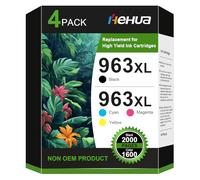 hehua 963 XL Cartouches d'encre Multipack Compatible pour HP 963XL pour HP Officejet Pro 9010 Cartouches 9012 9013 9014 9015 9016 9020 9022 9025 Cartouches d'encre Compatible pour HP 963XL Pack de 4