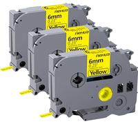 Hehua Cinta laminada negra sobre amarilla de 6 mm, compatible con Brother Label Maker Tape TZe-611 TZe611 TZ-611 TZ611 para P Touch PT D200 D220 D400 D450 D600 D610 P710BT, 3 paquete paquete