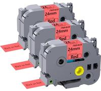 Hehua Cinta laminada negra sobre roja de 24 mm, compatible con Brother P-Touch TZe-451 TZe451 TZ-451 TZ451 TZ451 para etiquetadora Ptouch PT D600 D610 P710BT, 1 pulgada x 8 pies, paquete de 3